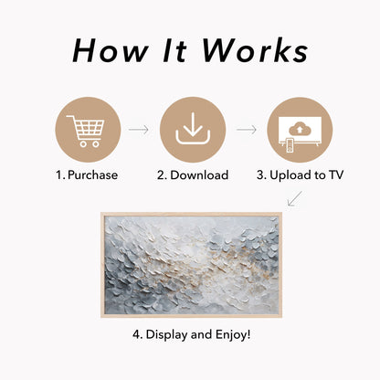 White and Gold Texture Frame TV Art displayed on a TV