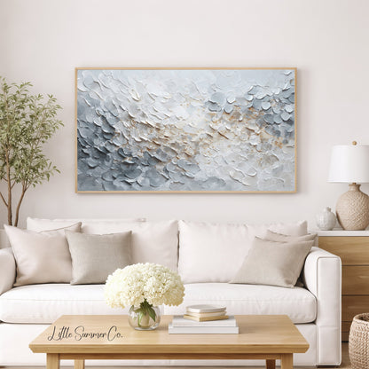 White and Gold Texture Frame TV Art displayed on a TV