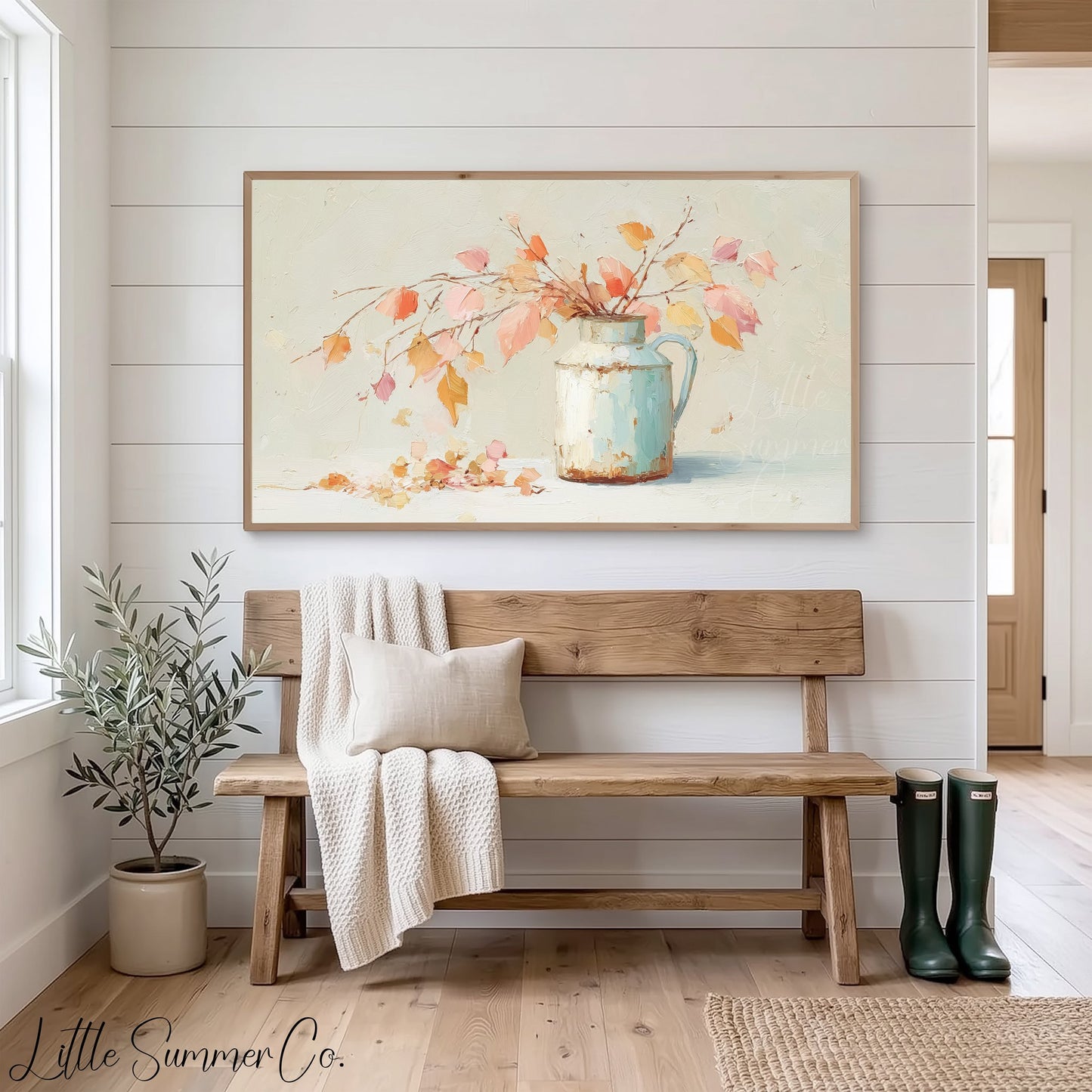 Autumn Leaves Frame TV Art displayed on a TV