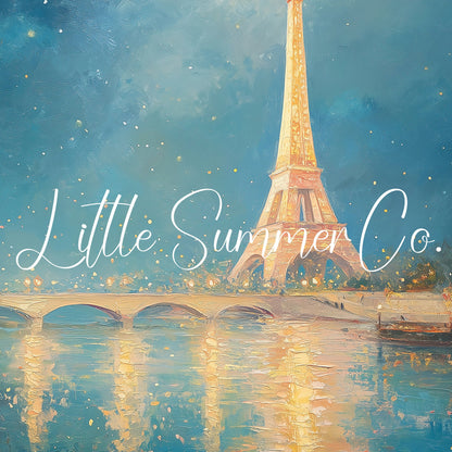 Eiffel Tower Bridge Frame TV Art displayed on a TV