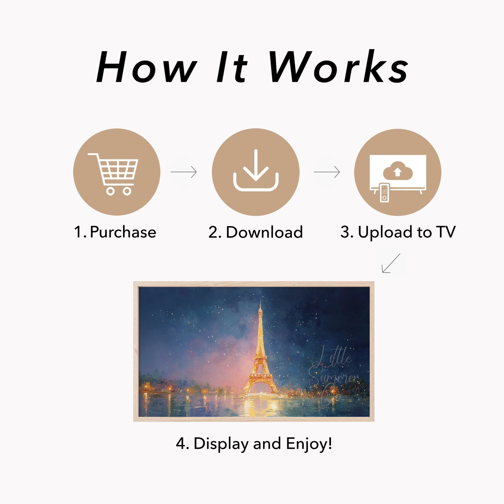Eiffel Tower Reflections Frame TV Art displayed on a TV
