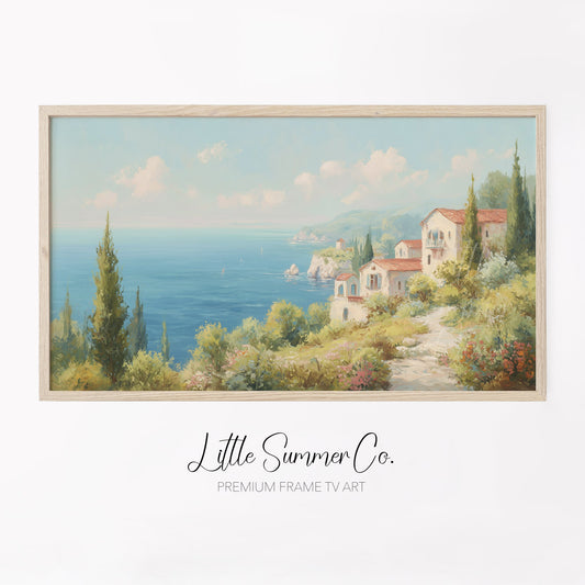 Coastal Villa Frame TV Art displayed on a TV
