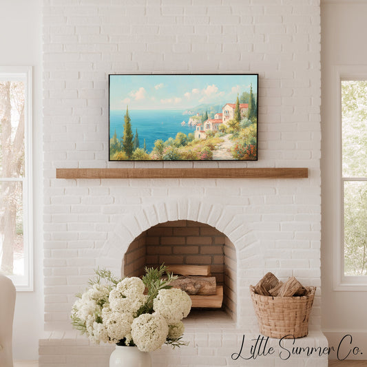 Coastal Villa Frame TV Art displayed on a TV