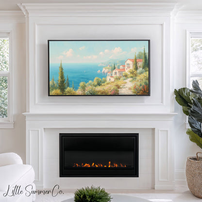 Coastal Villa Frame TV Art displayed on a TV