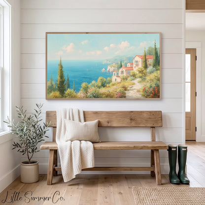 Coastal Villa Frame TV Art displayed on a TV
