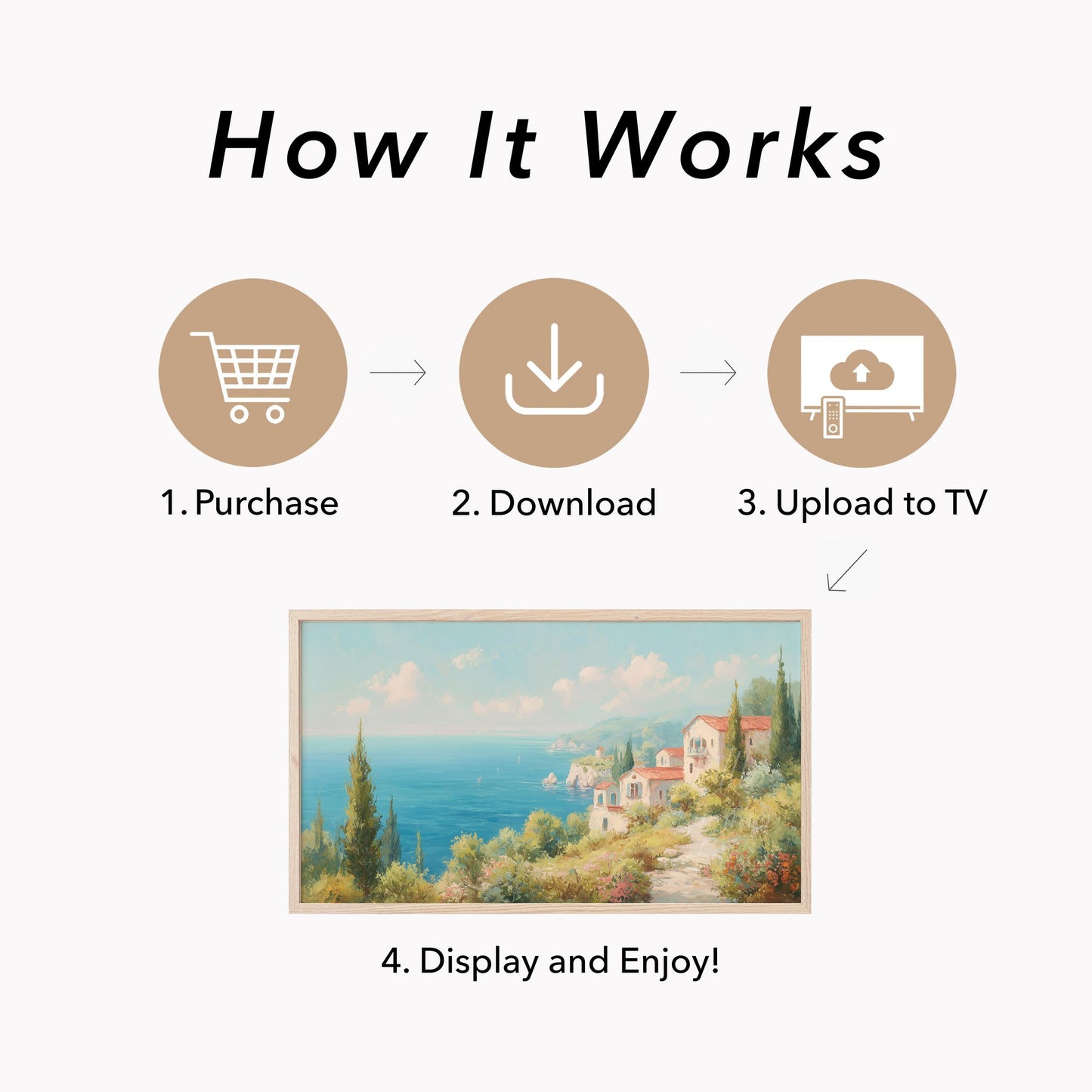 Coastal Villa Frame TV Art displayed on a TV