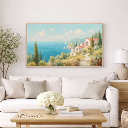 Coastal Villa Frame TV Art displayed on a TV