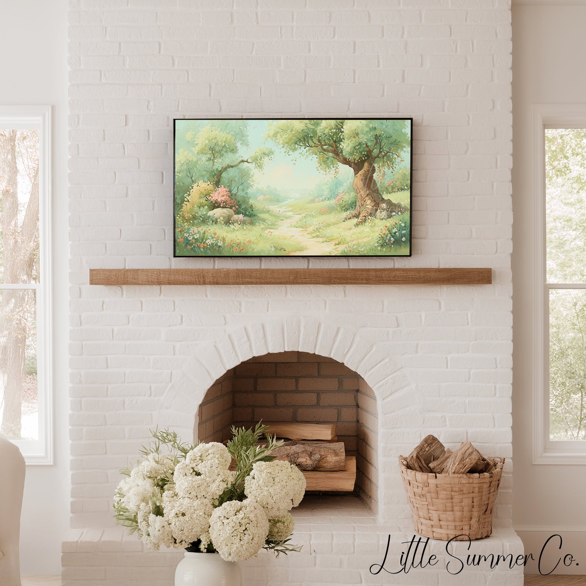 Garden Path and Wildflowers Frame TV Art displayed on a TV