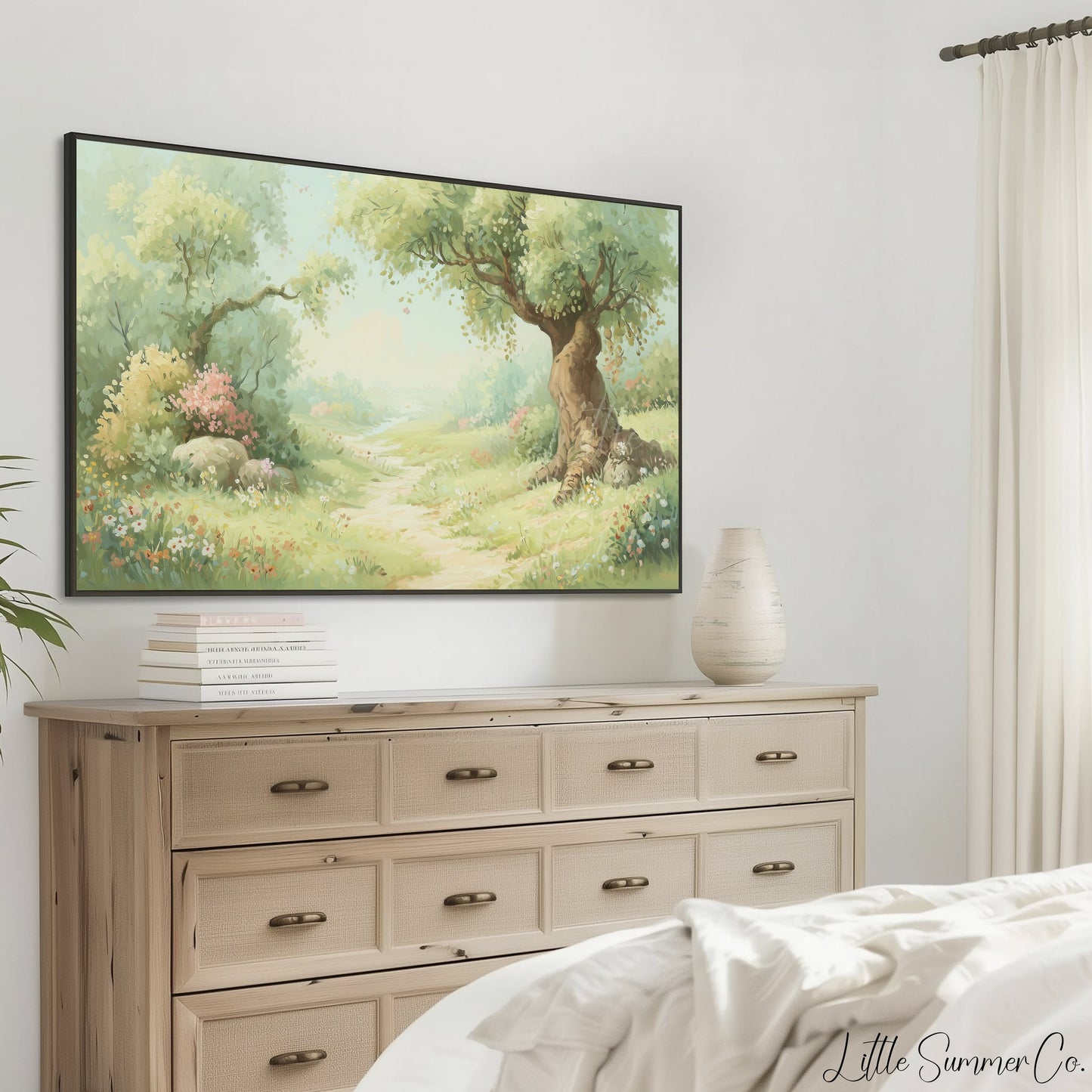 Garden Path and Wildflowers Frame TV Art displayed on a TV