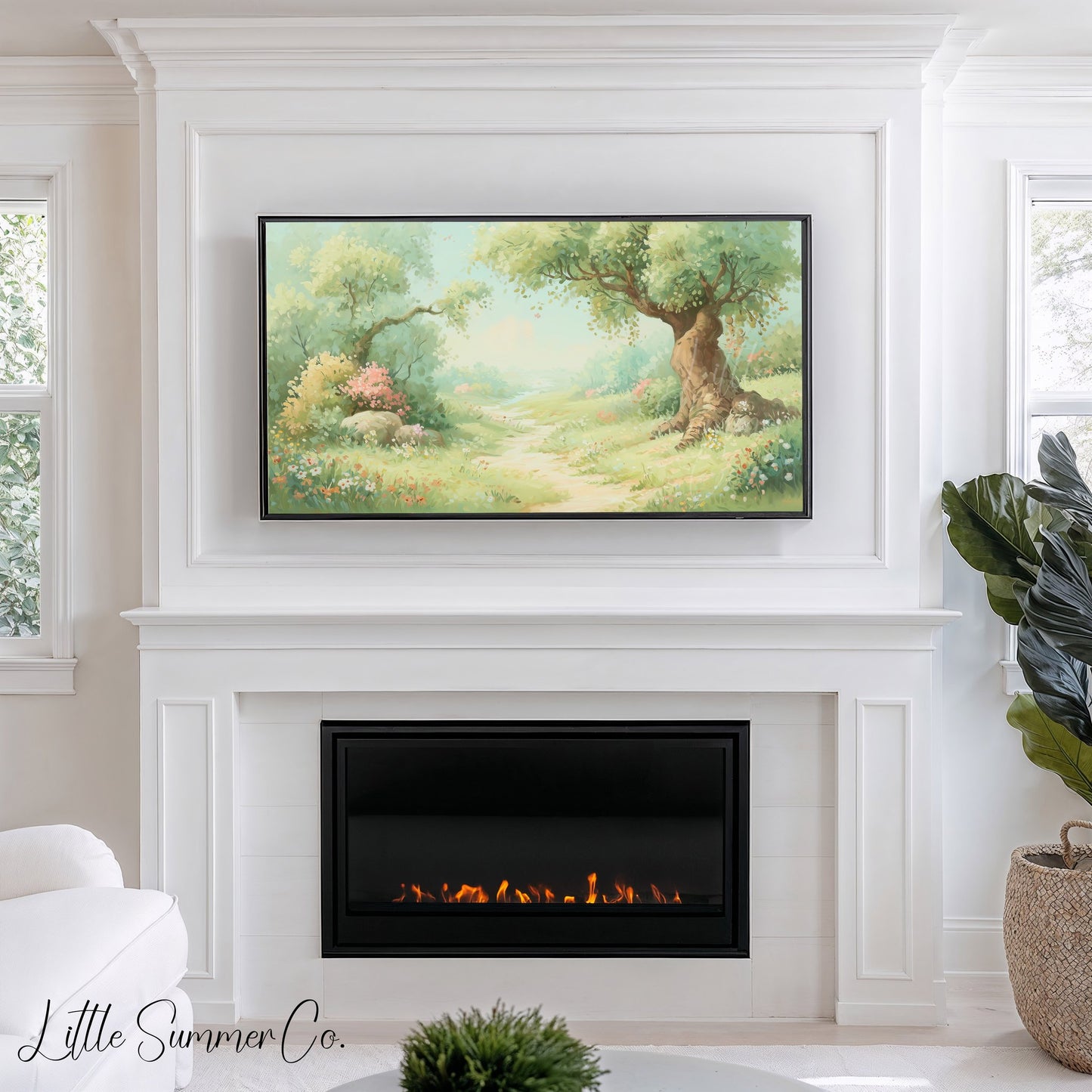 Garden Path and Wildflowers Frame TV Art displayed on a TV