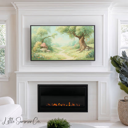 Garden Path and Wildflowers Frame TV Art displayed on a TV