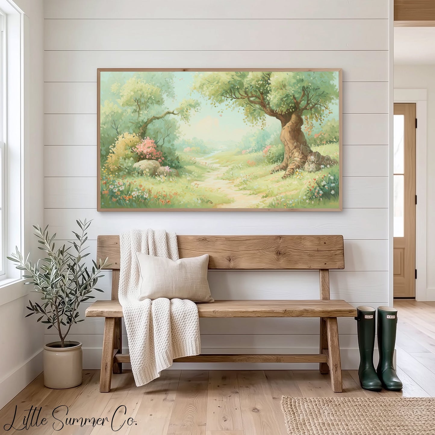 Garden Path and Wildflowers Frame TV Art displayed on a TV