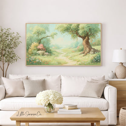 Garden Path and Wildflowers Frame TV Art displayed on a TV