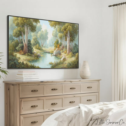 Woodland Creek Frame TV Art displayed on a TV