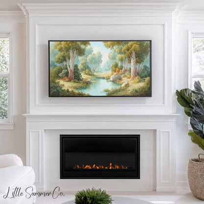 Woodland Creek Frame TV Art displayed on a TV