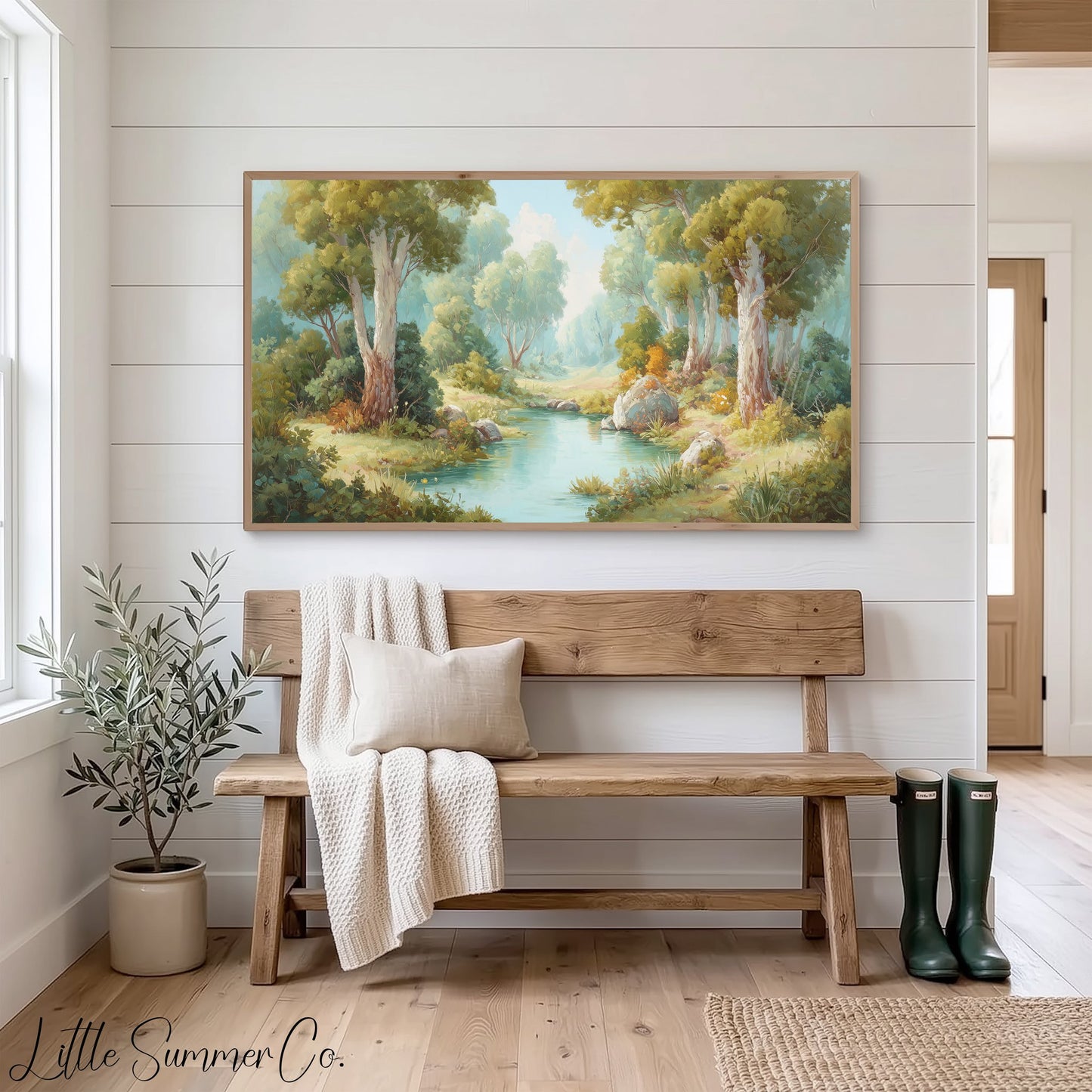 Woodland Creek Frame TV Art displayed on a TV