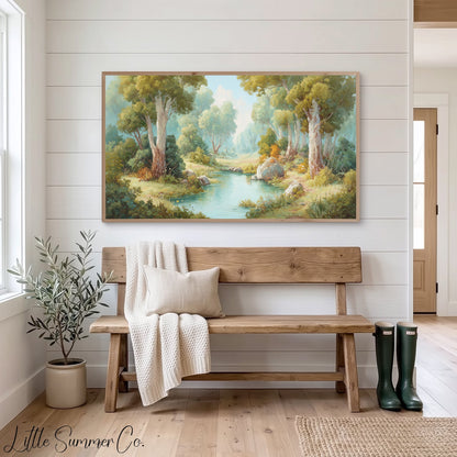 Woodland Creek Frame TV Art displayed on a TV