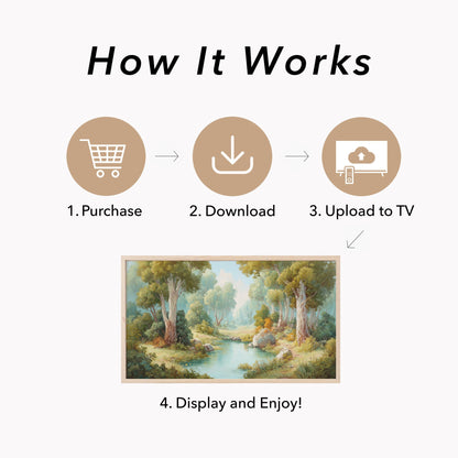 Woodland Creek Frame TV Art displayed on a TV