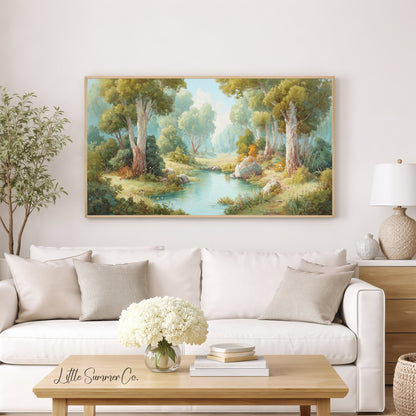 Woodland Creek Frame TV Art displayed on a TV