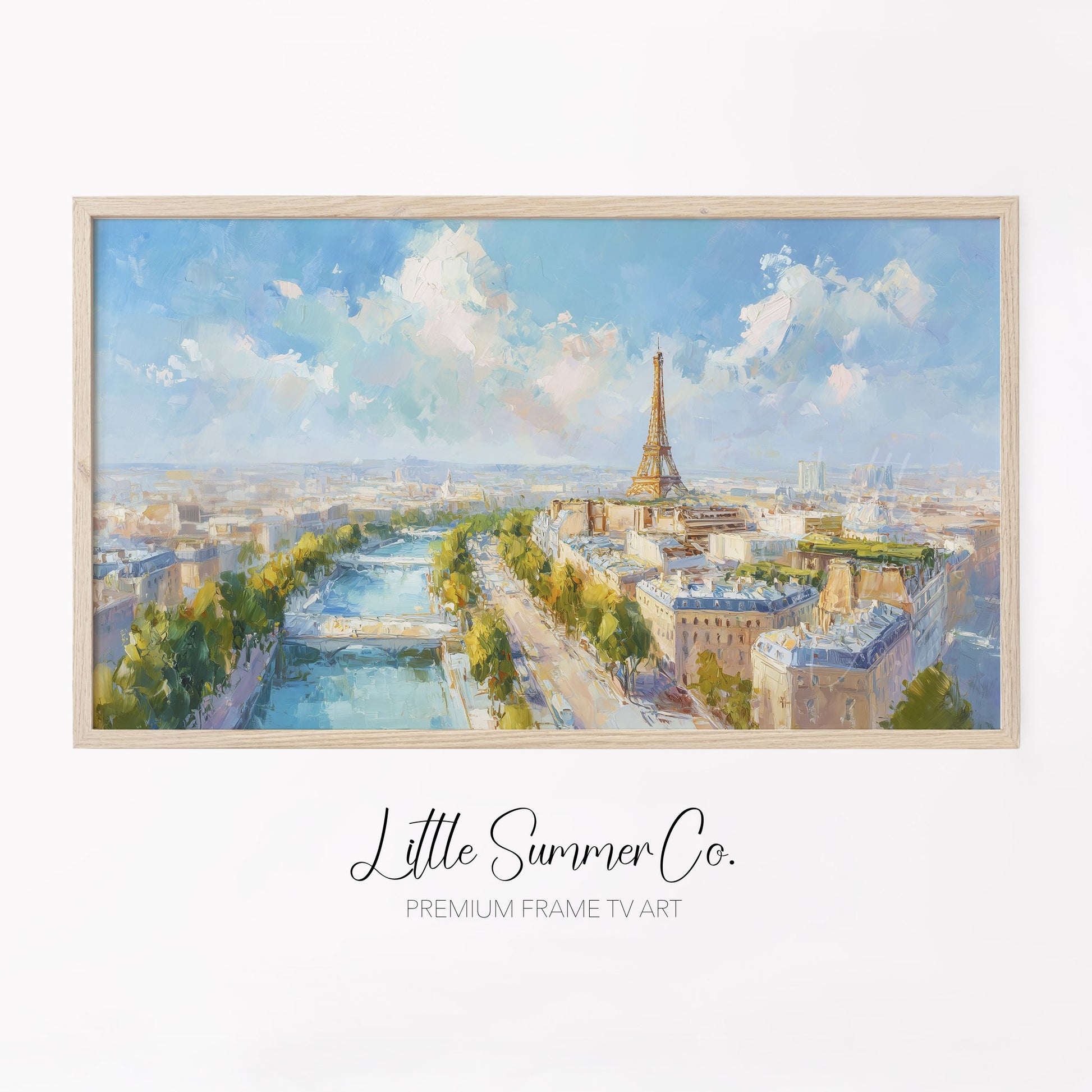 Paris Skyline Frame TV Art displayed on a TV
