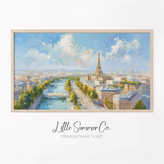 Paris Skyline Frame TV Art displayed on a TV