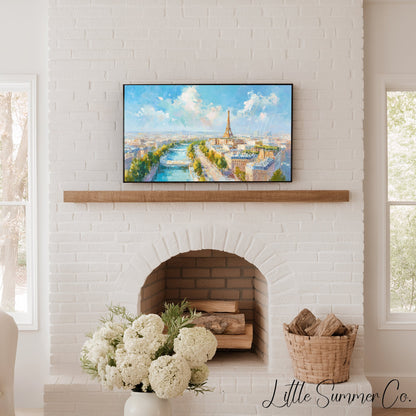 Paris Skyline Frame TV Art displayed on a TV