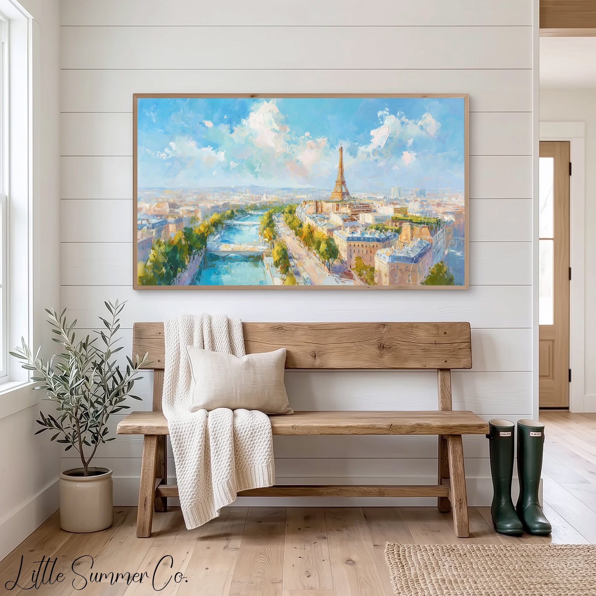 Paris Skyline Frame TV Art displayed on a TV