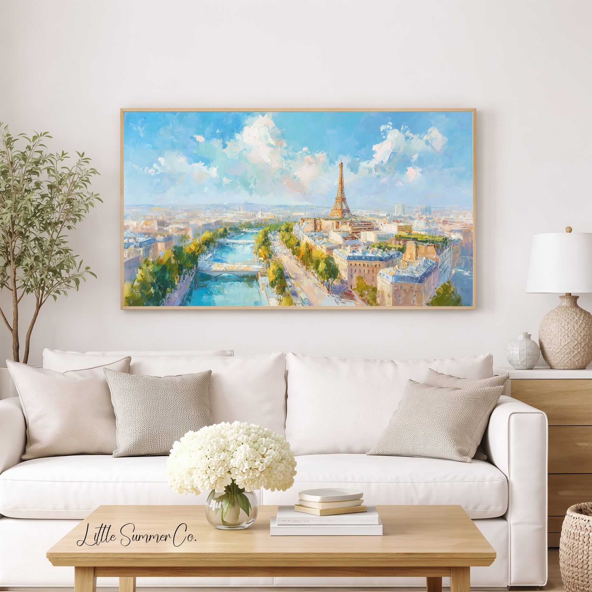 Paris Skyline Frame TV Art displayed on a TV