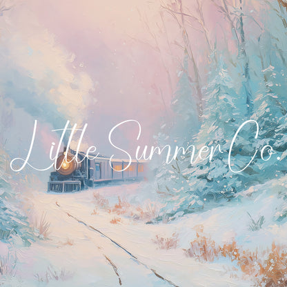 Steam Train in Snowy Forest Frame TV Art displayed on a TV