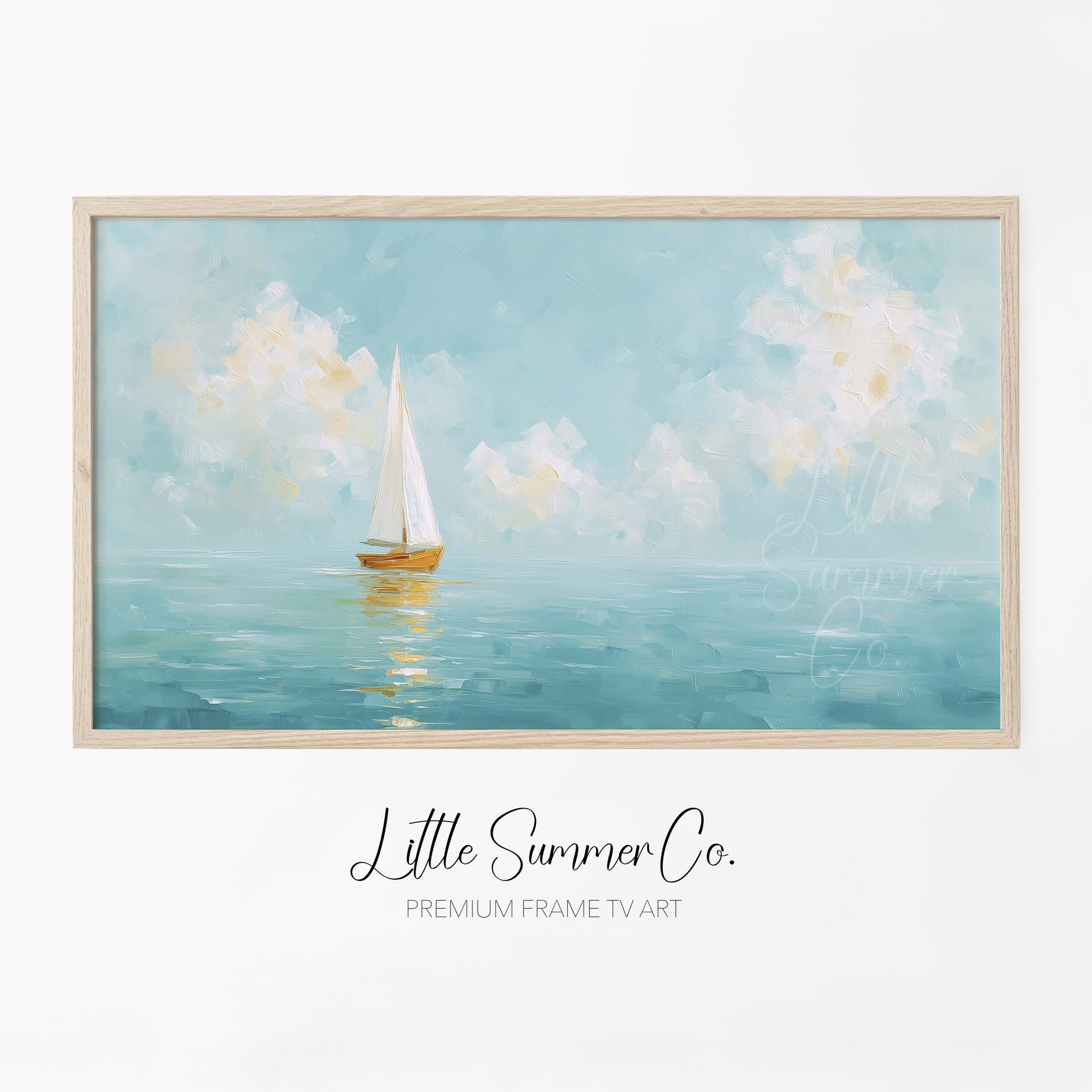 White Sailboat Frame TV Art displayed on a TV
