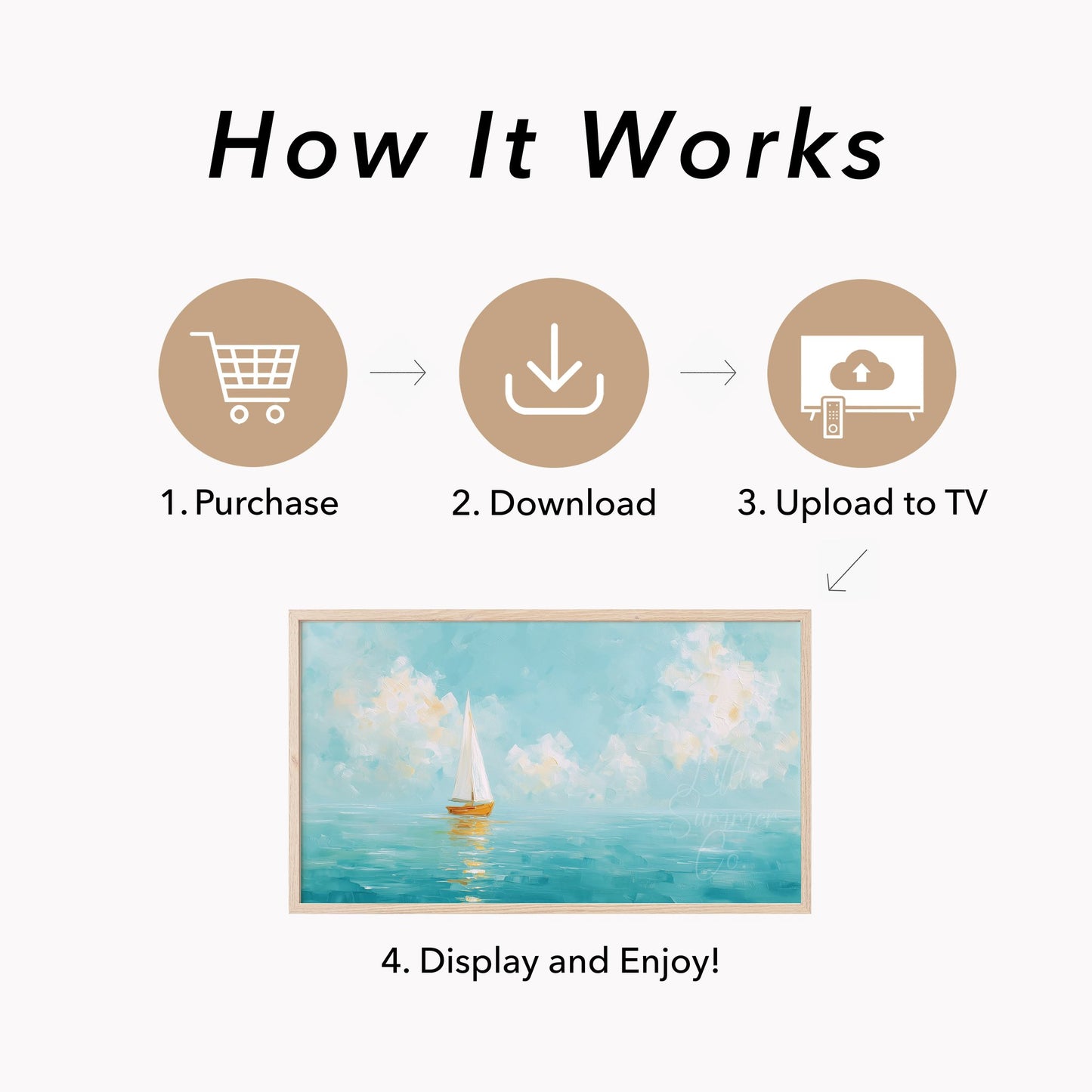 White Sailboat Frame TV Art displayed on a TV