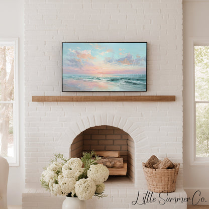 Pastel Ocean Frame TV Art displayed on a TV