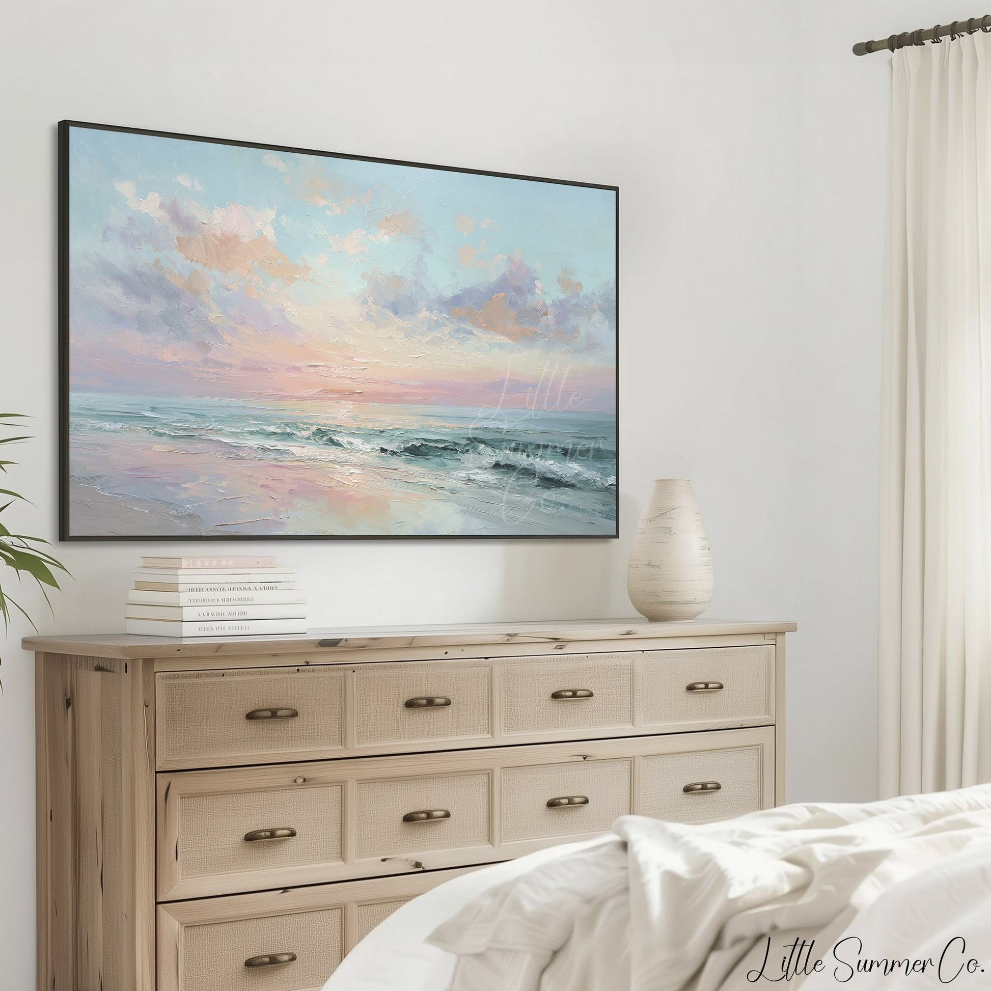 Pastel Ocean Frame TV Art displayed on a TV