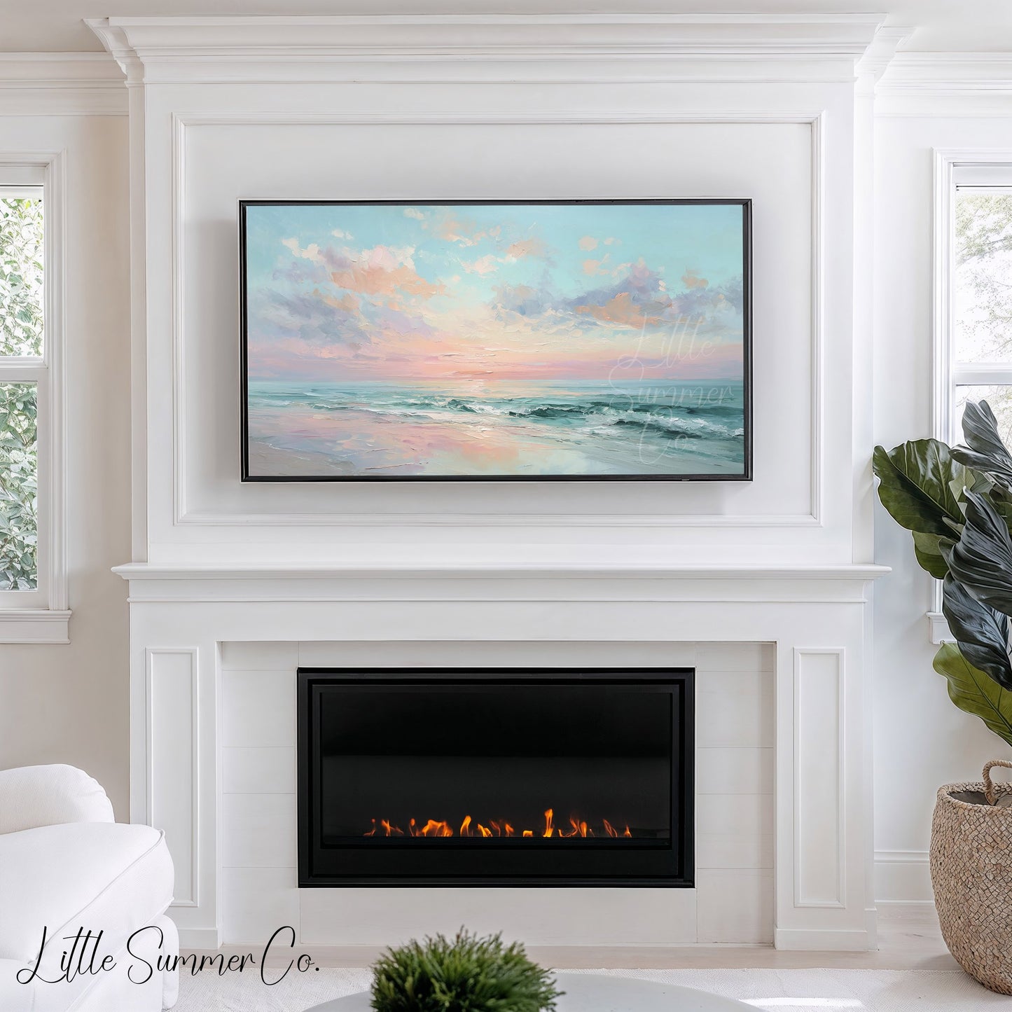 Pastel Ocean Frame TV Art displayed on a TV