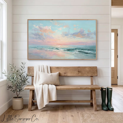 Pastel Ocean Frame TV Art displayed on a TV