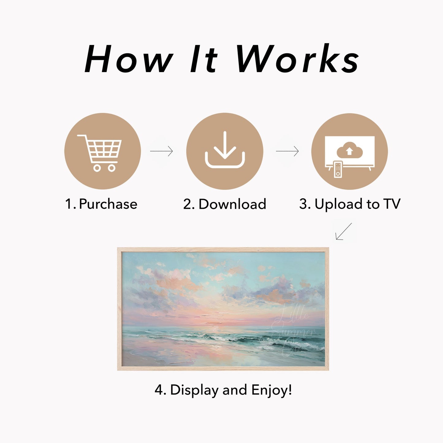 Pastel Ocean Frame TV Art displayed on a TV