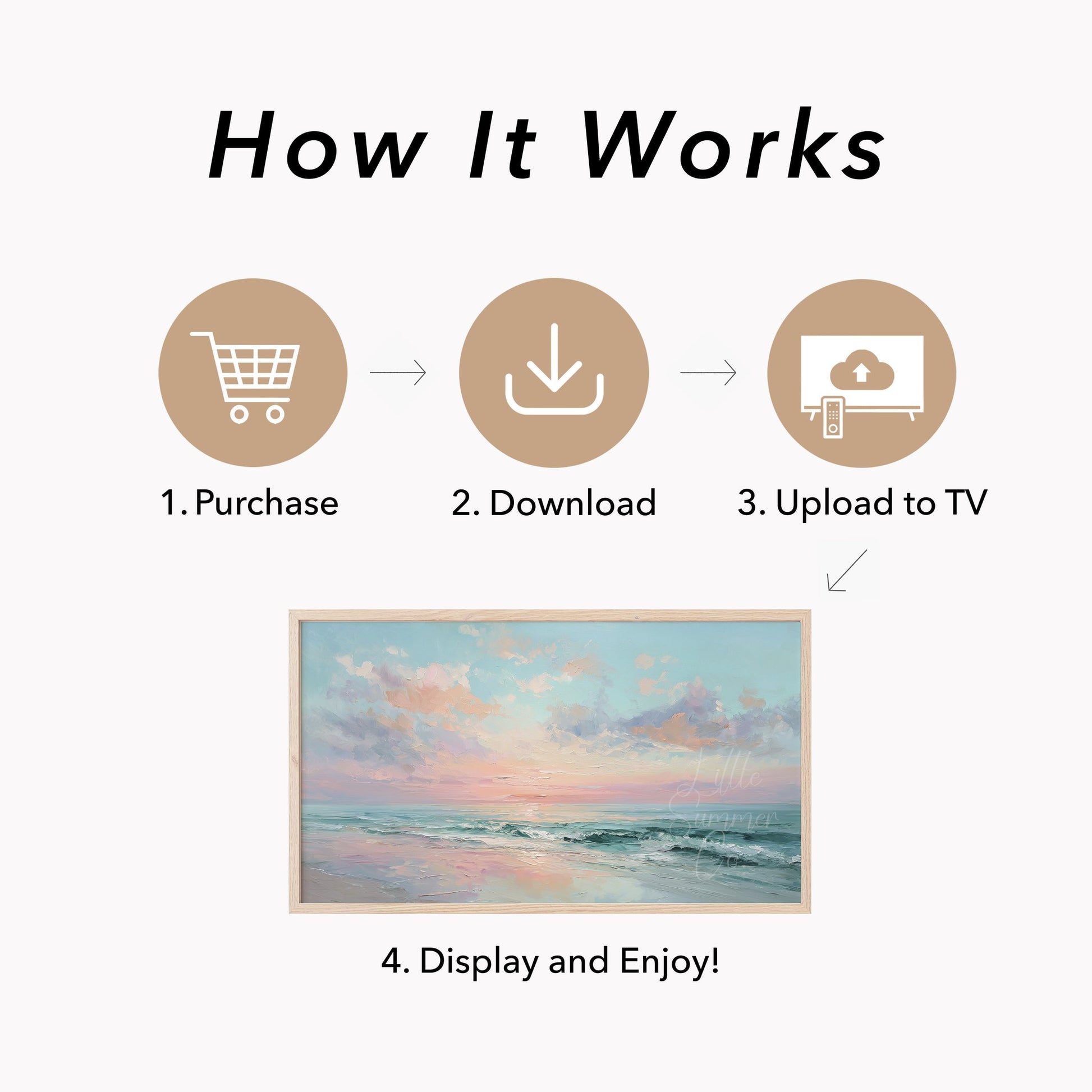 Pastel Ocean Frame TV Art displayed on a TV