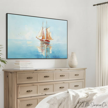 Sailing Ship Frame TV Art displayed on a TV