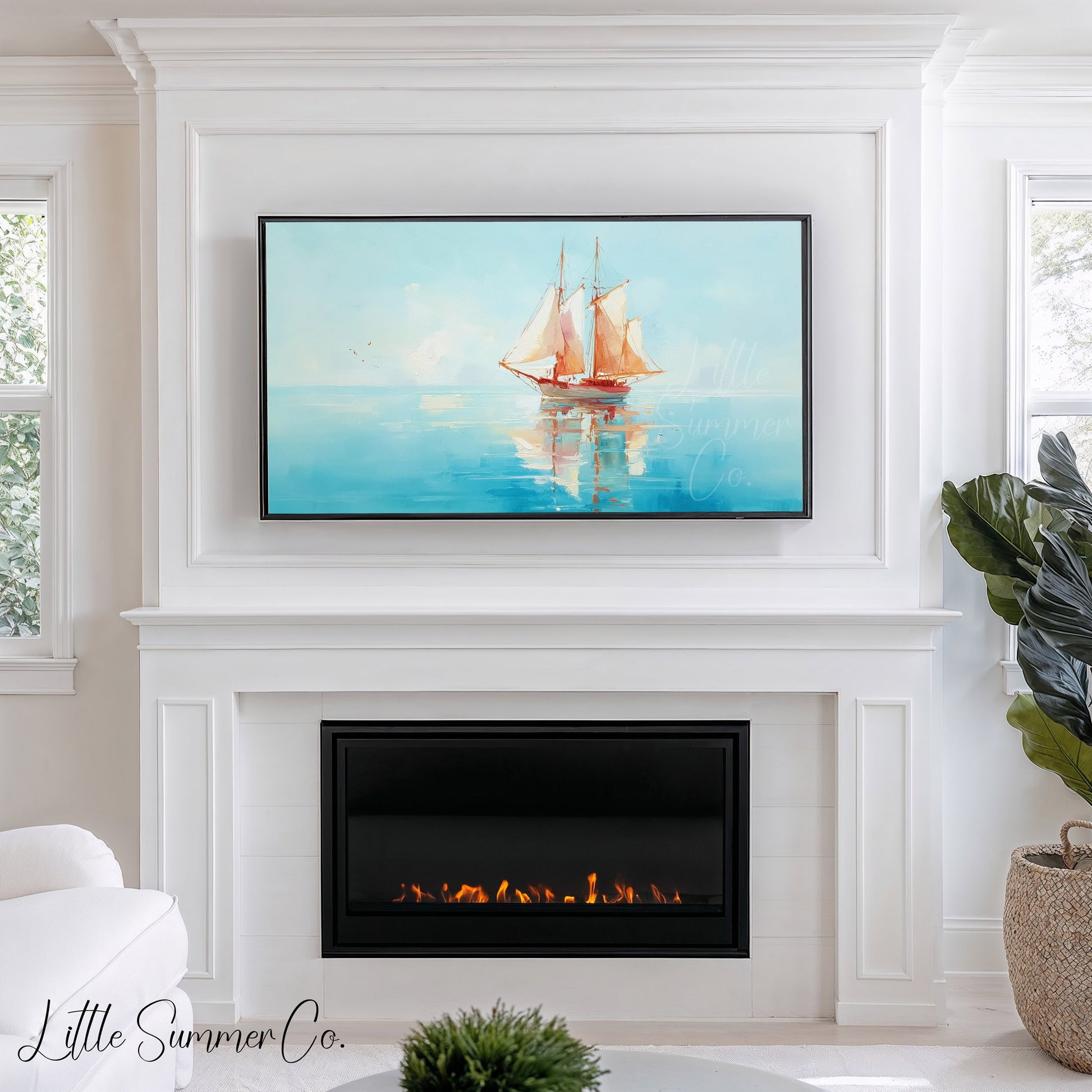Sailing Ship Frame TV Art displayed on a TV