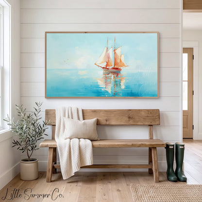 Sailing Ship Frame TV Art displayed on a TV