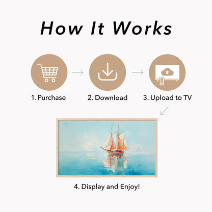 Sailing Ship Frame TV Art displayed on a TV