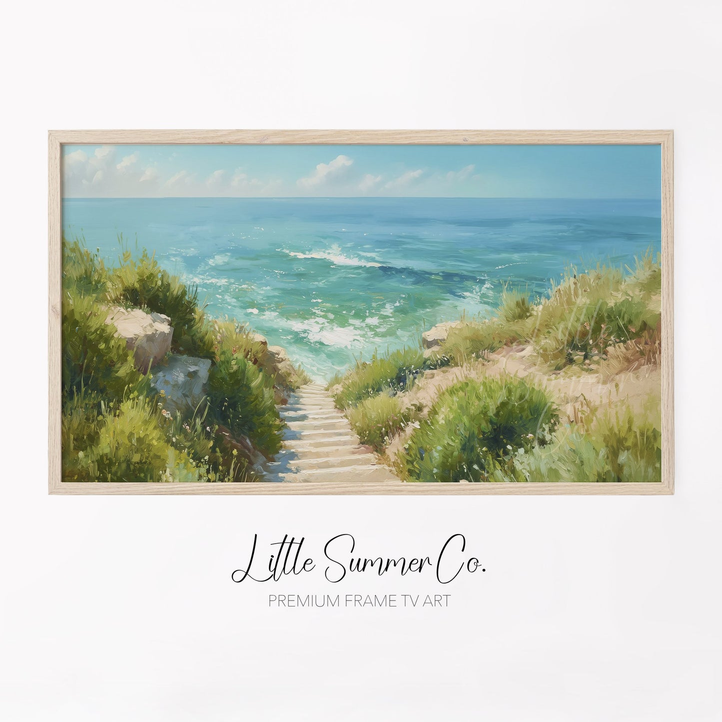Ocean Path Frame TV Art displayed on a TV