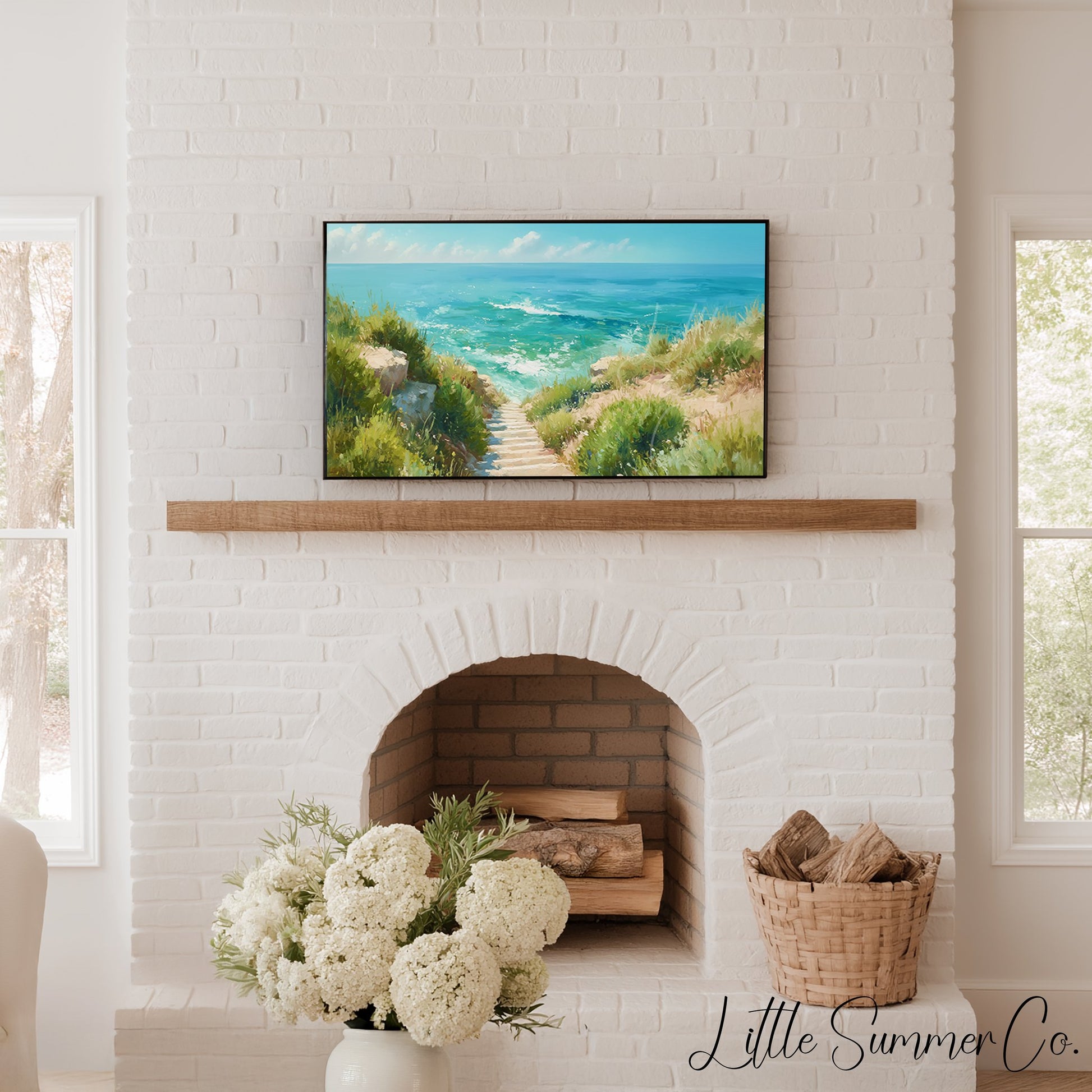 Ocean Path Frame TV Art displayed on a TV