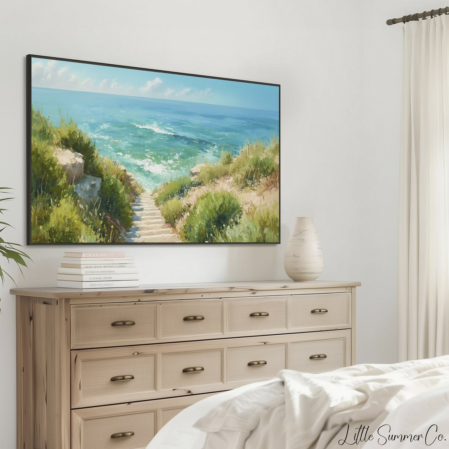 Ocean Path Frame TV Art displayed on a TV