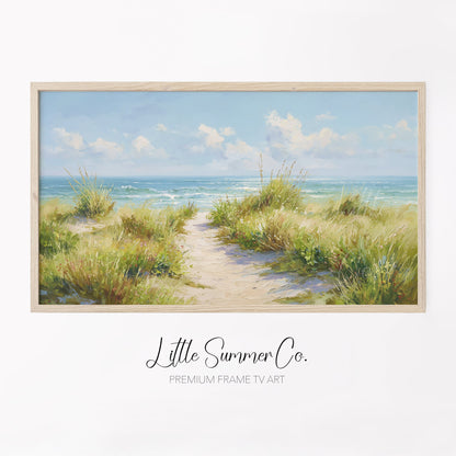 Ocean Dune Path Frame TV Art displayed on a TV