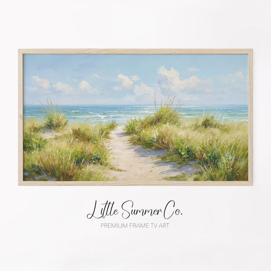 Ocean Dune Path Frame TV Art displayed on a TV