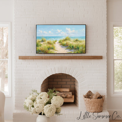 Ocean Dune Path Frame TV Art displayed on a TV