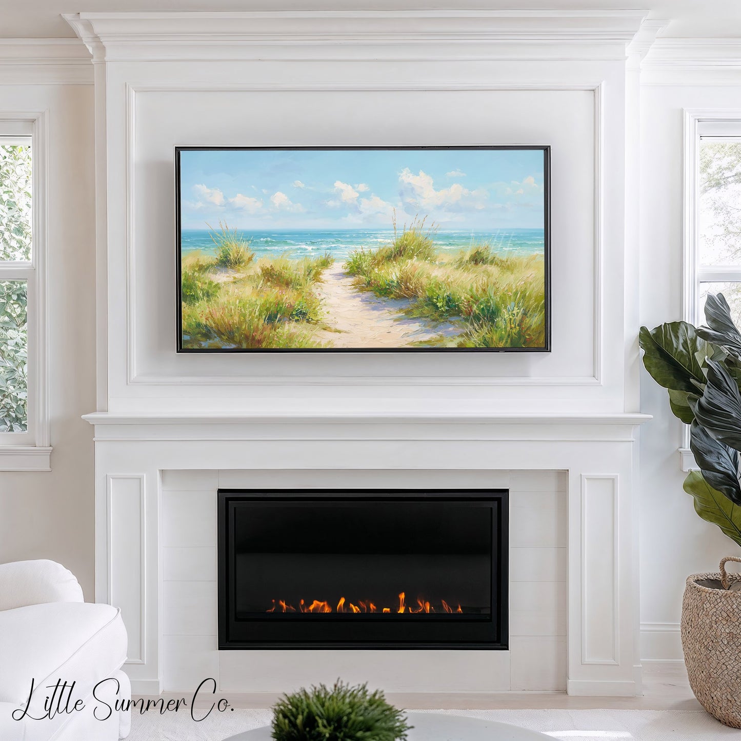 Ocean Dune Path Frame TV Art displayed on a TV