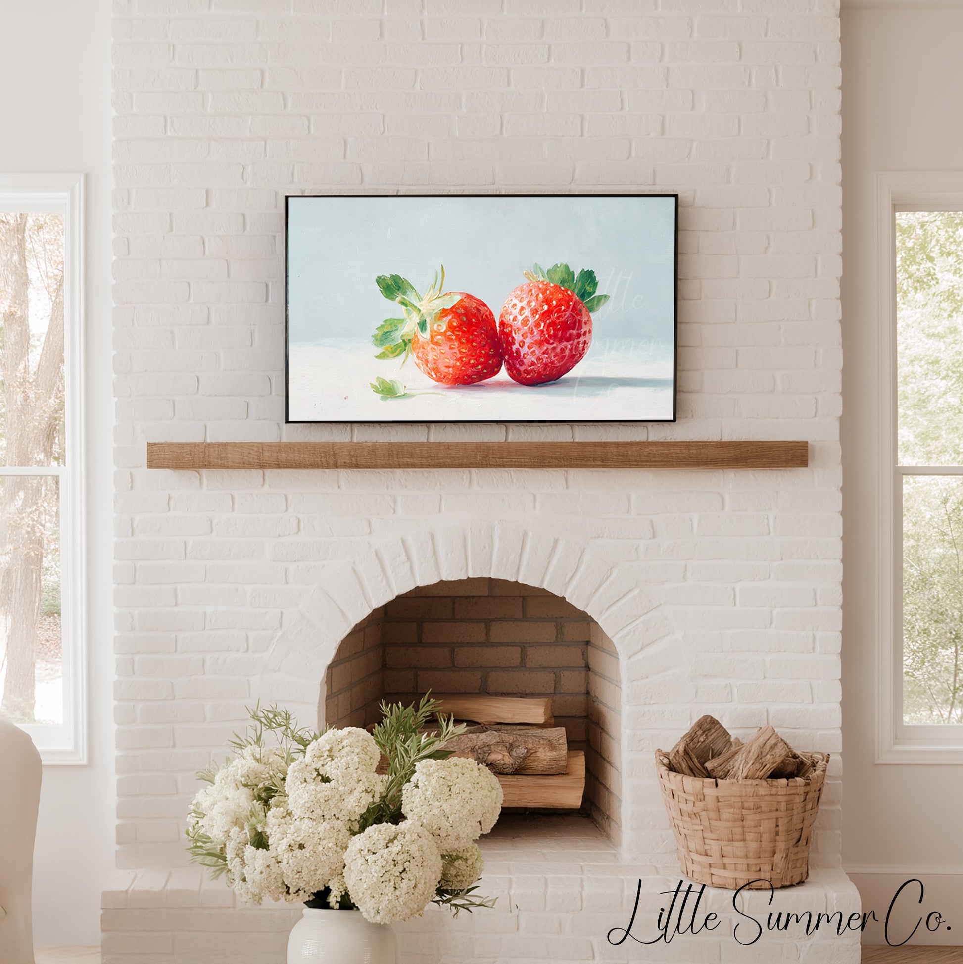 Red Strawberries Frame TV Art displayed on a TV