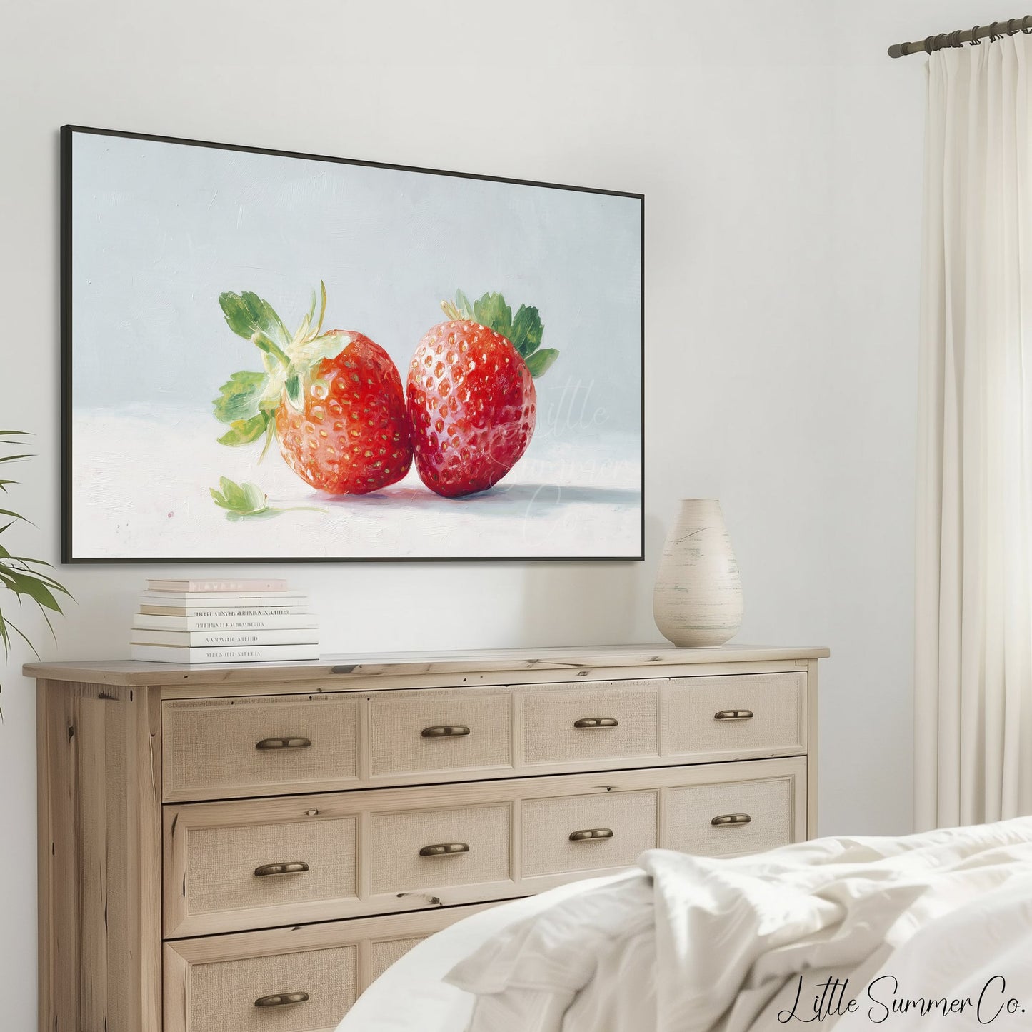 Red Strawberries Frame TV Art displayed on a TV